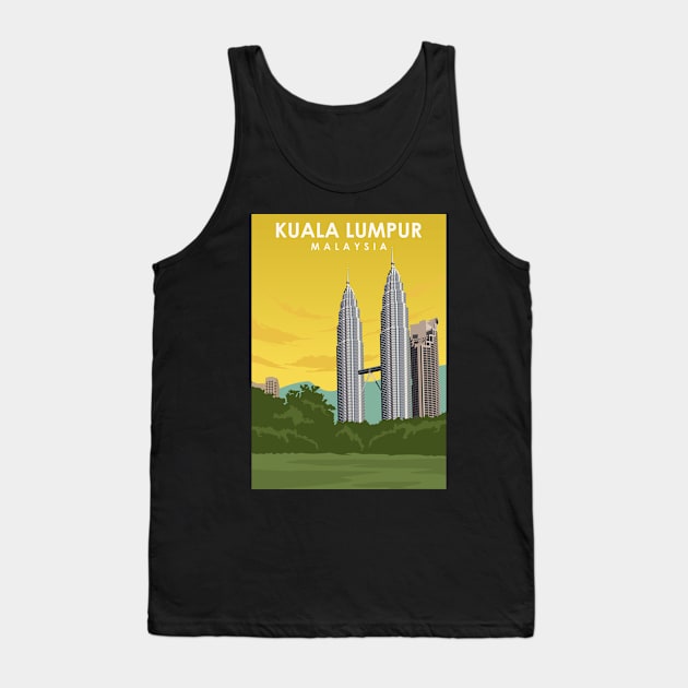 Kuala Lumpur Vintage Travel Poster ad Tank Top by jornvanhezik